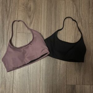 Fleo Black and Mauve Drew Halter Sports Bras